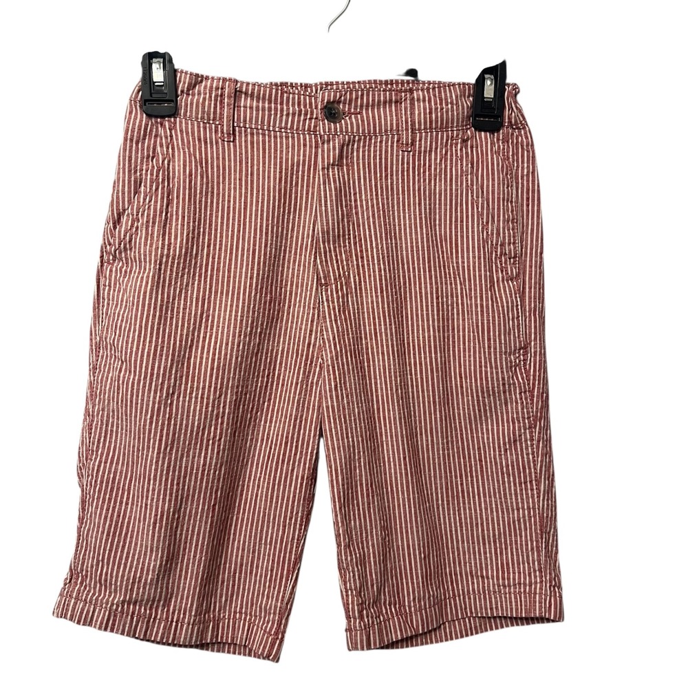 The Childrens Place Red White Stripe Twill Shorts Boys Size 12‎ Casual Summer